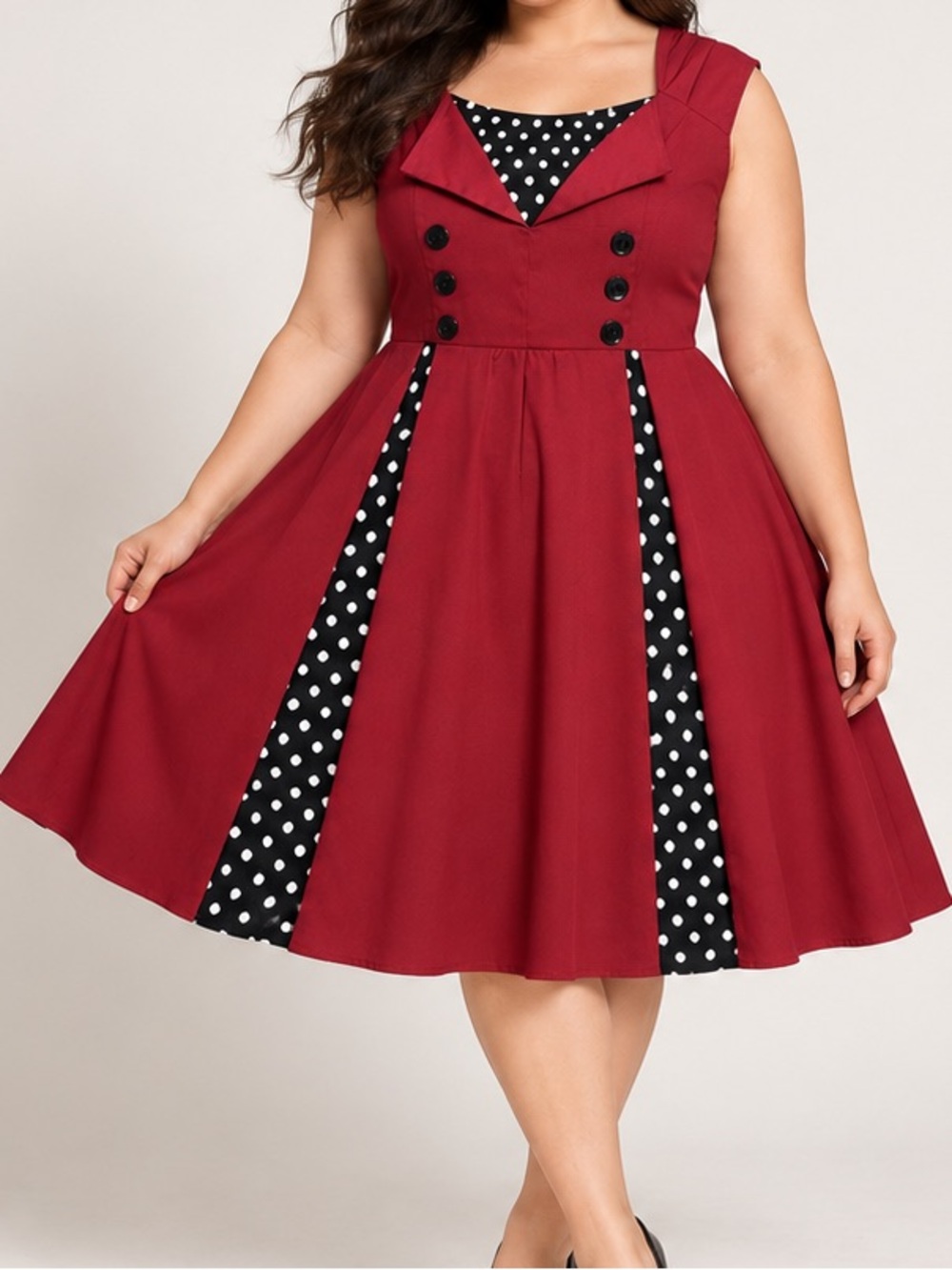 Hua Lan 2XL Red Polka Dot Rockabilly Pinup Fit & Flare Dress